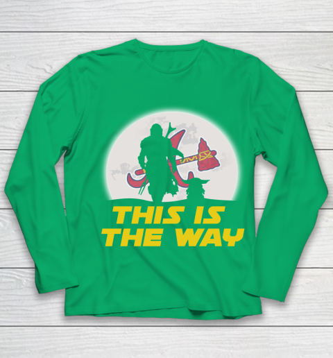 Atlanta Braves MLB Baseball Star Wars Yoda And Mandalorian This Is The Way Youth Long Sleeve 4