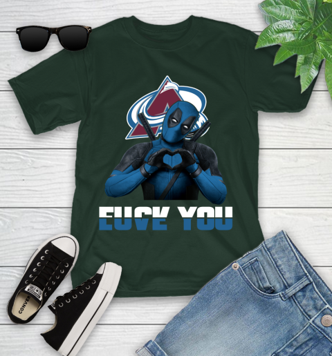 NHL Colorado Avalanche Deadpool Love You Fuck You Hockey Sports Youth T-Shirt 5