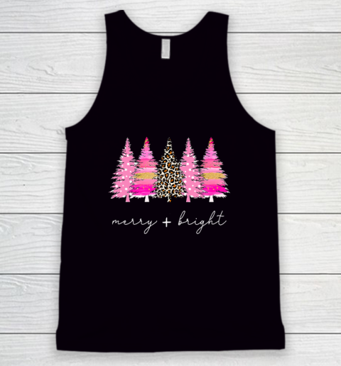 Merry and Bright Shirt Leopard Christmas Tree Christmas Costume Tank Top