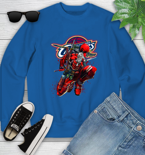 NBA Deadpool Marvel Comics Sports Basketball Cleveland Cavaliers Youth Sweatshirt 8