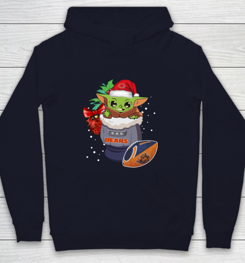Chicago Bears Christmas Baby Yoda Star Wars Funny Happy NFL Youth Hoodie 3