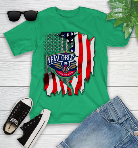 New Orleans Pelicans NBA Basketball American Flag Youth T-Shirt 8