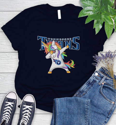 Tennessee Titans NFL Football Funny Unicorn Dabbing Sports Women's T-Shirt 3