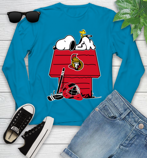 Ottawa Senators NHL Hockey Snoopy Woodstock The Peanuts Movie Youth Long Sleeve 7