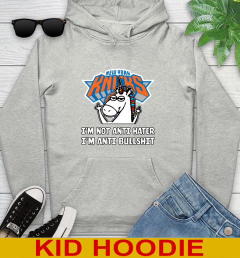 New York Knicks NBA Basketball Unicorn I'm Not Anti Hater I'm Anti Bullshit Youth Hoodie