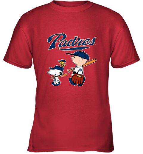 i2io san diego padres lets play baseball together snoopy mlb shirt youth t shirt 26 front red