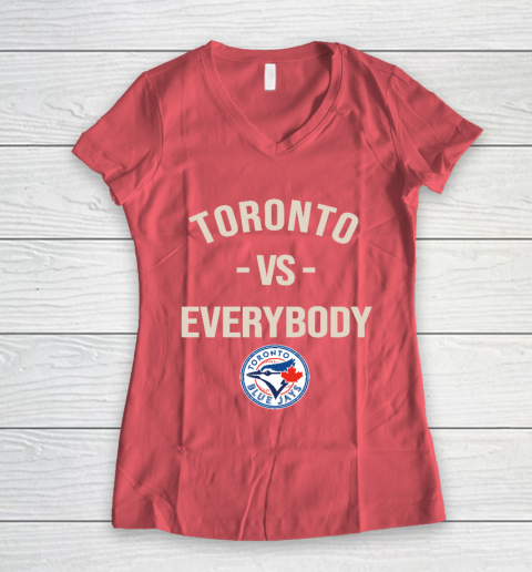Toronto Blue Jays Vs Everybody Women's V-Neck T-Shirt 4