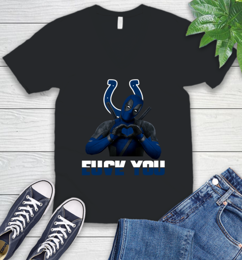 NHL Indianapolis Colts Deadpool Love You Fuck You Football Sports V-Neck T-Shirt
