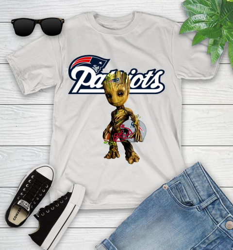 New England Patriots NFL Football Groot Marvel Guardians Of The Galaxy Youth T-Shirt