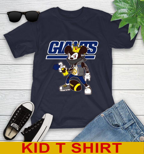 New York Giants NFL Football Mickey Peace Sign Sports Youth T-Shirt 3