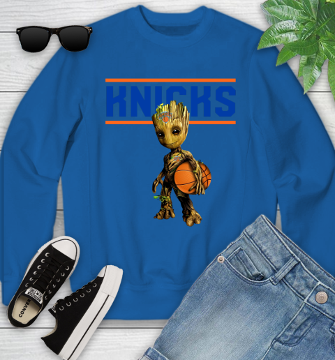 New York Knicks NBA Basketball Groot Marvel Guardians Of The Galaxy Youth Sweatshirt 8