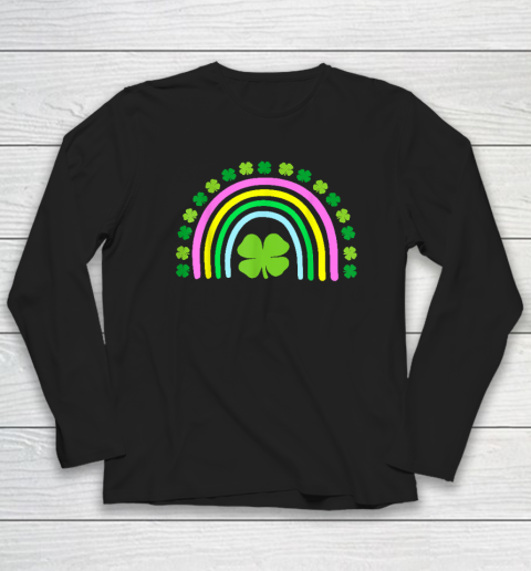 Green Four Leaf Clover Rainbow St Patrick's Day Long Sleeve T-Shirt