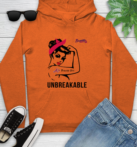 MLB Atlanta Braves Girl Unbreakable Baseball Sports Youth Hoodie 3