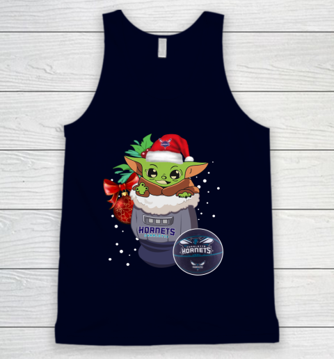 Charlotte Hornets Christmas Baby Yoda Star Wars Funny Happy NBA Tank Top 3