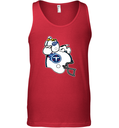 Snoopy And Woodstock Resting On Tennessee Titans Helmet ytnc snoopy and woodstock resting on tennessee titans helmet unisex tank 17 front red