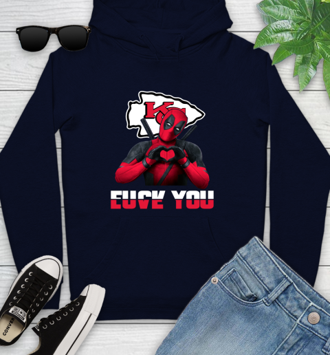 NHL Kansas City Chiefs Deadpool Love You Fuck You Football Sports Youth Hoodie 3