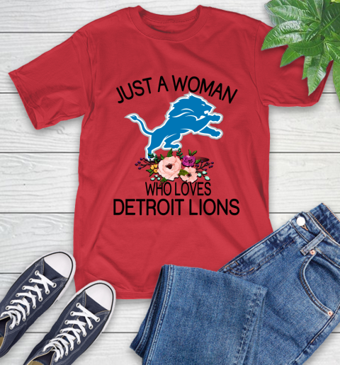 NFL Just A Woman Who Loves Detroit Lions Football Sports T-Shirt 10