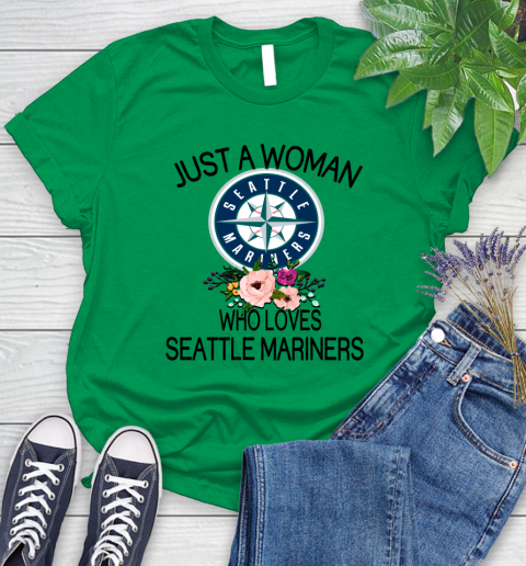 MLB Just A Woman Who Loves Seattle Mariners Baseball Sports Women's T-Shirt 4
