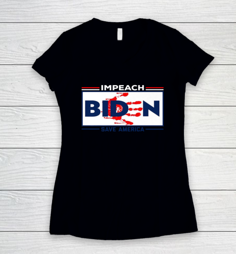 IMPEACH BIDEN SAVE AMERICA Women's V-Neck T-Shirt