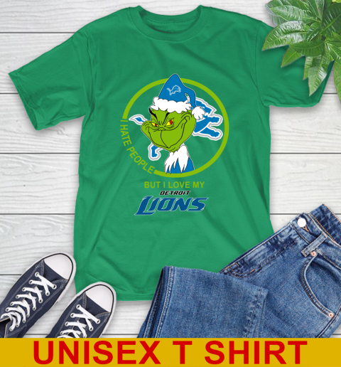 Detroit Lions NFL Christmas Grinch I Hate People But I Love My Favorite Football Team T-Shirt 7