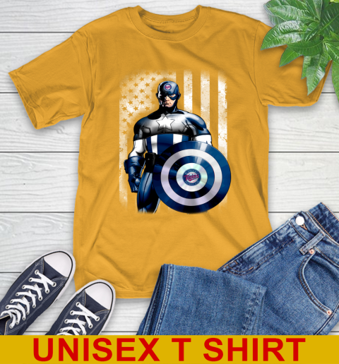 Minnesota Twins MLB Baseball Captain America Marvel Avengers American Flag Shirt T-Shirt 2