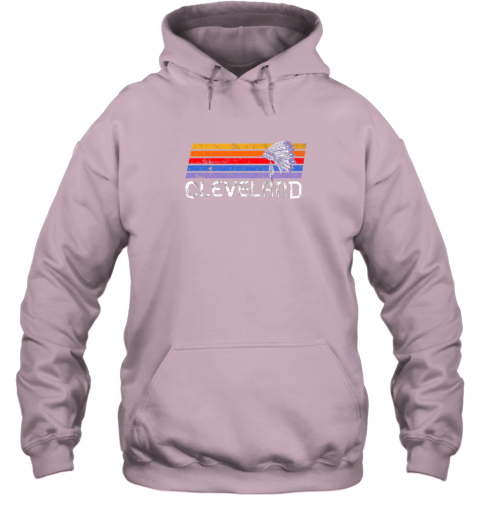 jxzm retro cleveland shirt native american baseball skyline hoodie 23 front light pink