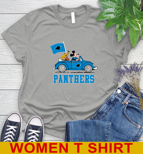 NFL Football Carolina Panthers Pluto Mickey Driving Disney Shirt Women's T-Shirt 11