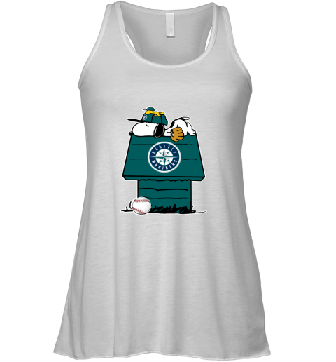 Seattle Marinerssnoopy And Woodstock Resting Together MLB Racerback Tank