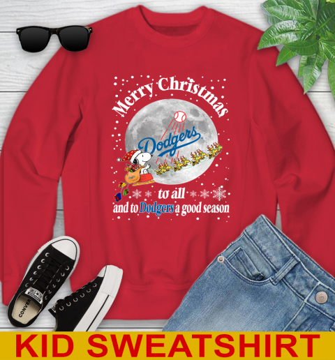 Los Angeles Dodgers Merry Christmas To All And To Dodgers A Good Season MLB Baseball Sports Youth Sweatshirt 7