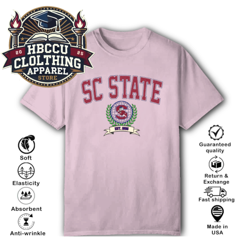 xwzf bulldog south carolina state university hbcu classic t shirt 2 front light pink HBCU Clothing Apparel