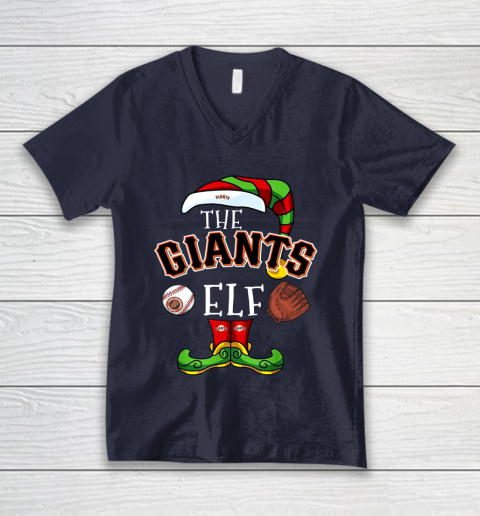 San Francisco Giants Christmas ELF Funny MLB V-Neck T-Shirt 2