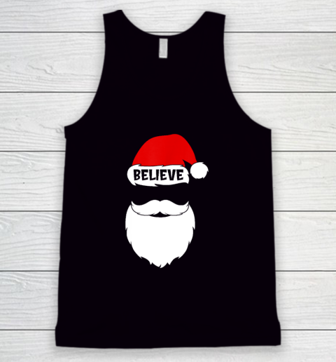 Christmas Believe In Santa Claus Believe Quote On Santa Hat Tank Top
