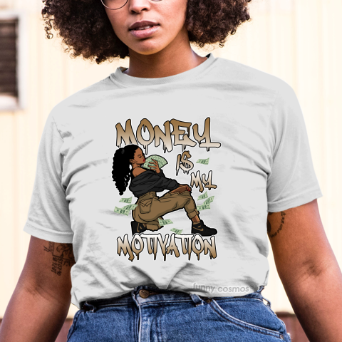 Jordan 1 Black Metallic Gold Matching Sneaker Tshirt For Woman For Girl Money Is My Motivation Black Jordan Shirt