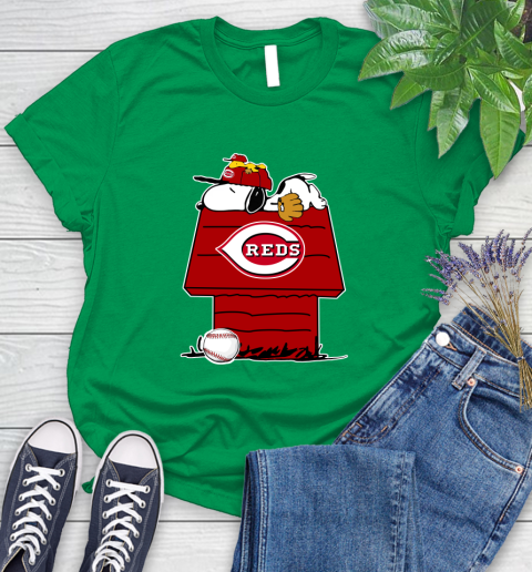 MLB Cincinnati Reds Snoopy Woodstock The Peanuts Movie Baseball T Shirt Women's T-Shirt 6