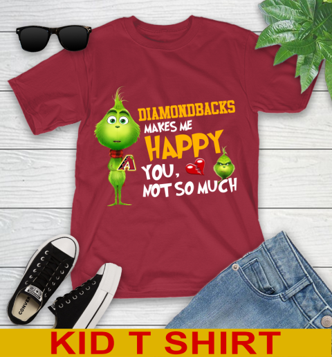 MLB Arizona Diamondbacks Makes Me Happy You Not So Much Grinch Baseball Sports Youth T-Shirt 12