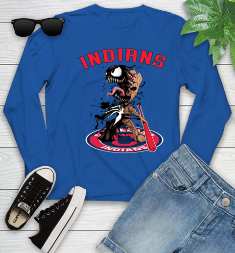 MLB Cleveland Indians Baseball Venom Groot Guardians Of The Galaxy Youth Long Sleeve 9