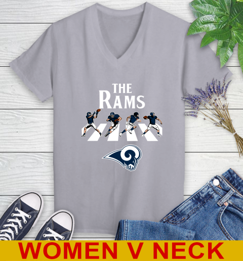 NFL Football Los Angeles Rams The Beatles Rock Band Shirt Women's V-Neck T-Shirt 4