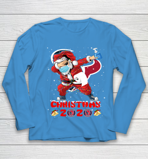 Houston Texans Funny Santa Claus Dabbing Christmas 2020 NFL Youth Long Sleeve 5