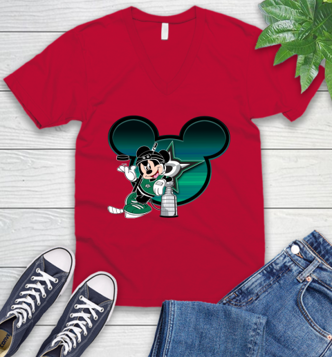 NHL Dallas Stars Stanley Cup Mickey Mouse Disney Hockey T Shirt V-Neck T-Shirt 8