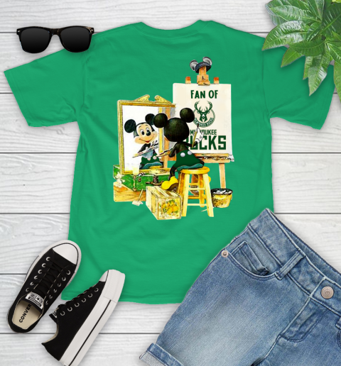 NBA Basketball Milwaukee Bucks Mickey Drawing Shirt 100
