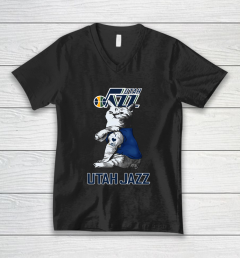 NBA Basketball My Cat Loves Utah Jazz V-Neck T-Shirt