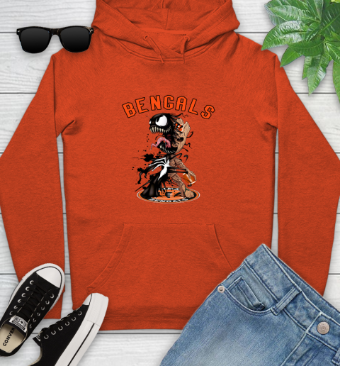 NFL Cincinnati Bengals Football Venom Groot Guardians Of The Galaxy Youth Hoodie 5