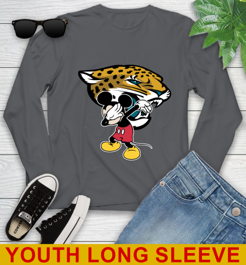 Jacksonville Jaguars NFL Football Dabbing Mickey Disney Sports Youth Long Sleeve 9