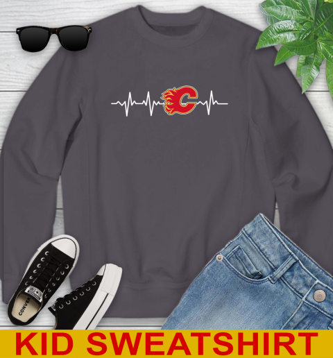 Calgary Flames NHL Hockey Heart Beat Shirt Youth Sweatshirt 5