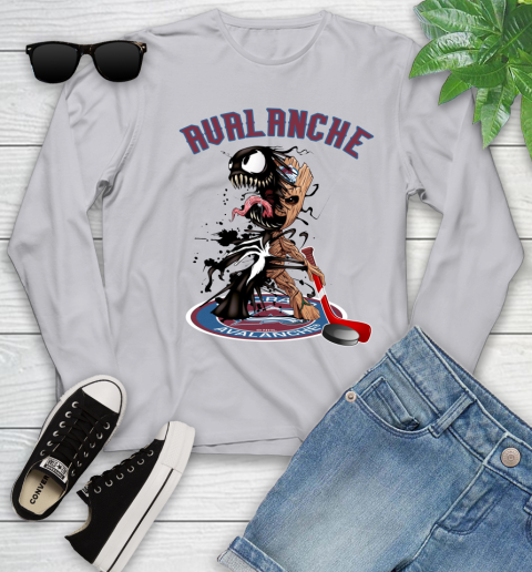 NHL Colorado Avalanche Hockey Venom Groot Guardians Of The Galaxy Youth Long Sleeve 5