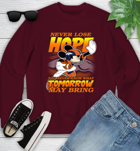 Denver Broncos NFL Football Mickey Disney Never Lose Hope Youth Sweatshirt 4