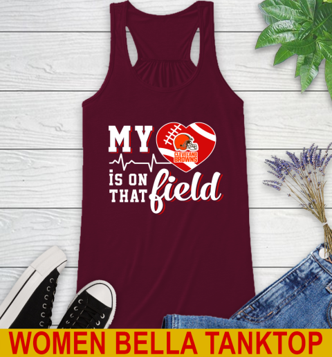 NFL My Heart Is On That Field Football Sports Cleveland Browns Racerback Tank 2