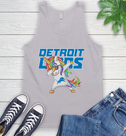 Detroit Lions NFL Football Funny Unicorn Dabbing Sports Tank Top 4