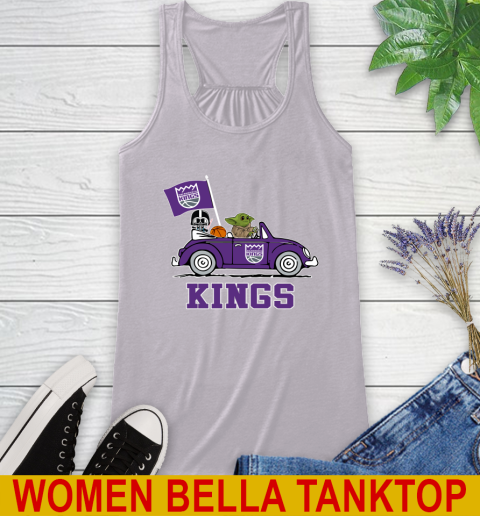 NBA Basketball Sacramento Kings Darth Vader Baby Yoda Driving Star Wars Shirt Racerback Tank 5