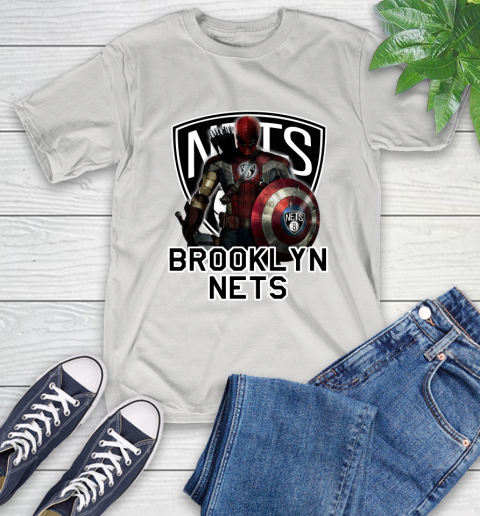 Brooklyn Nets NBA Basketball Captain America Thor Spider Man Hawkeye Avengers T-Shirt